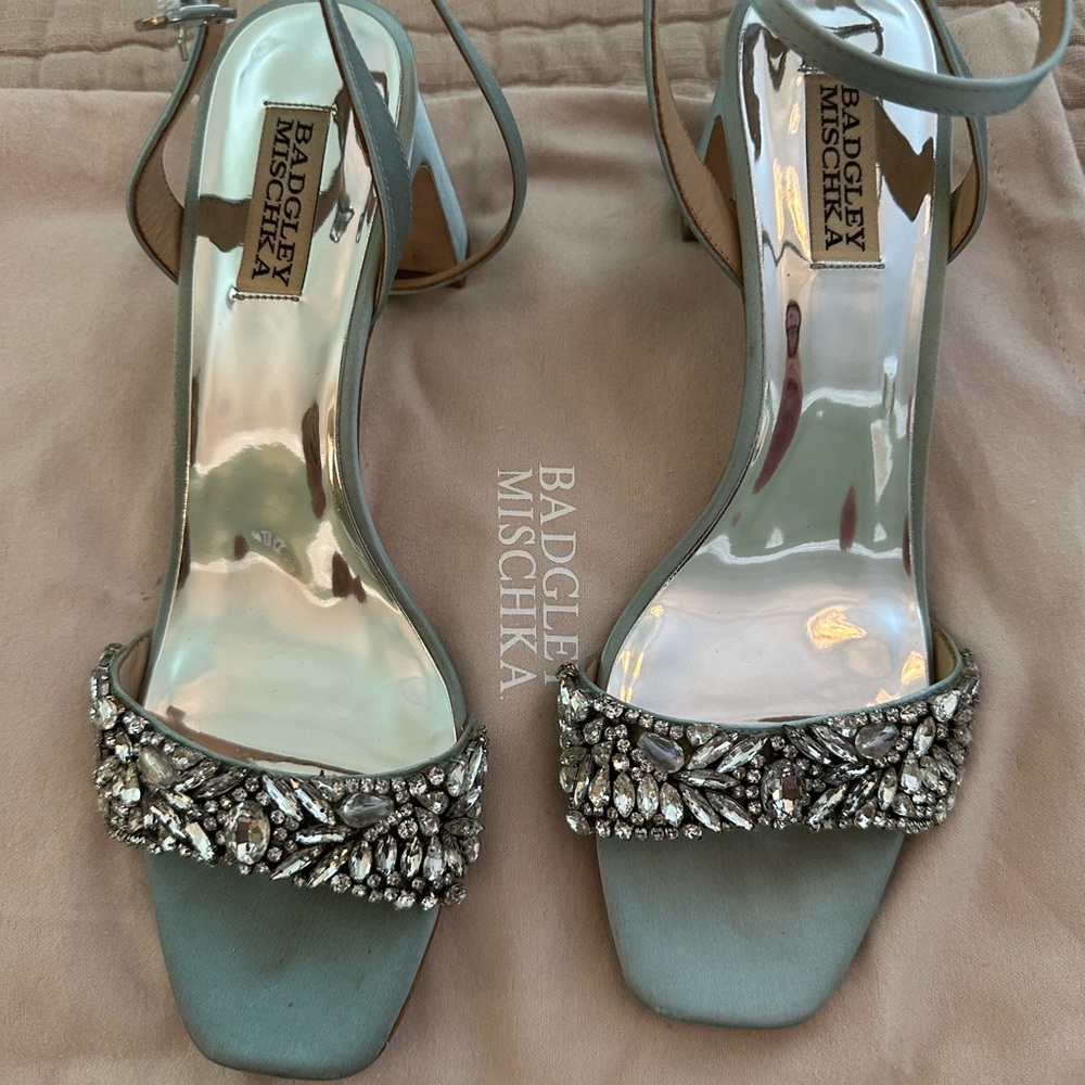Badgley Mischka Marsha Blue Crystal Embellished Heels